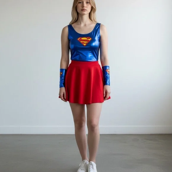 Red Flared Mini Skirt - Women's Skirt - Picture 1 of 2